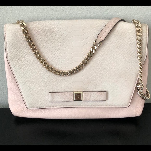 KATE SPADE PINK BOW GOLD CHAIN PURSE HANDBAG - Picture 1 of 16